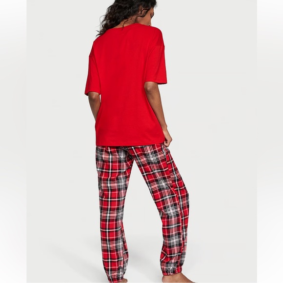 VICTORIA SECRET FLANNEL JOGGER TEE-JAMA SET - Picture 12 of 12